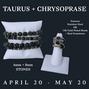 NWT Wool + Pepper Co. Taurus + Chrysoprase Ring - Zodiac x Gemstone Collection